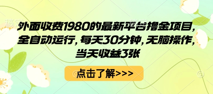 揭秘 1980元全自动平台 30分钟轻松赚3倍收益-九零创业网