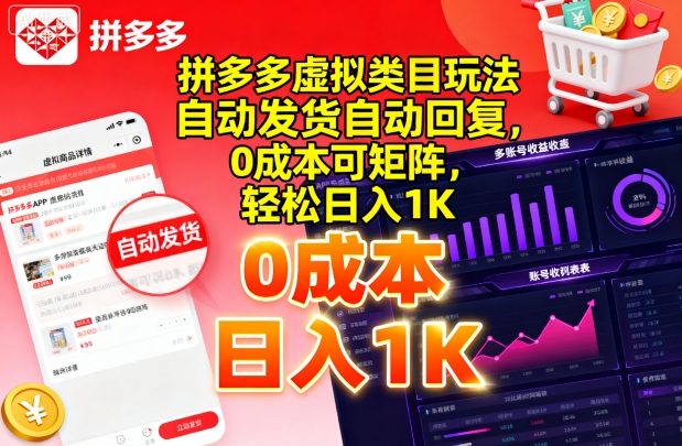 拼多多自动发货玩法揭秘 日入千元轻松矩阵-九零创业网