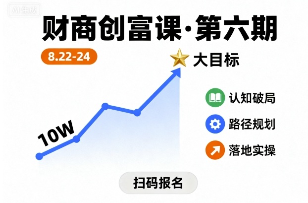 8月22 24日财商课 10万起跳 迈向财富巅峰-九零创业网