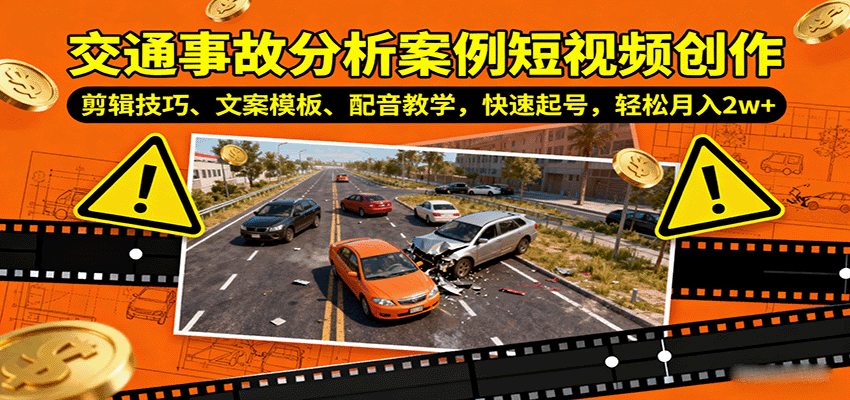 交通事故案例分析 短视频剪辑攻略 月入2万轻松起步-九零创业网