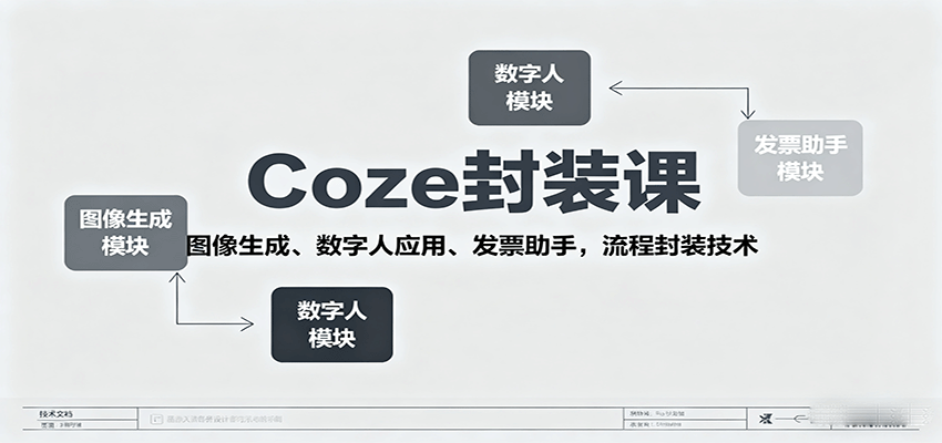 Coze封装课 图像生成 数字人 发票助手 流程封装技术大揭秘-九零创业网