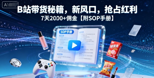 B站带货新风口 7天2K+佣金 秘籍SOP手册速抢红利-九零创业网