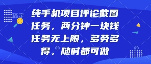 手机项目轻松赚 截图任务秒结款 多劳多得赚不停-九零创业网