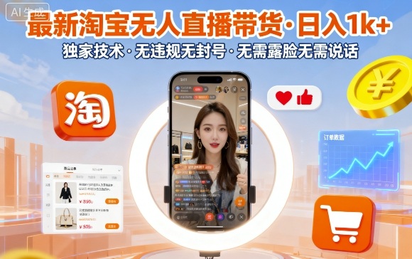 淘宝无人直播带货 日赚千元 独家技术揭秘-九零创业网