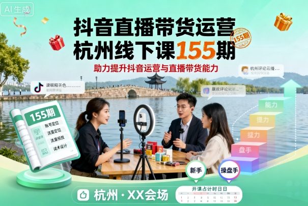 杭州抖音直播带货运营课155期 赋能提升带货技能-九零创业网