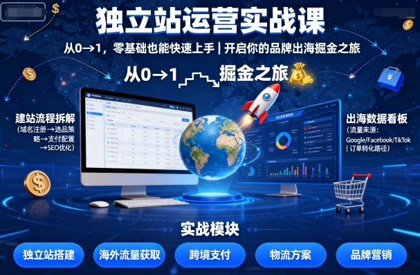 从零起步 独立站运营高手速成课 品牌出海赢未来-九零创业网