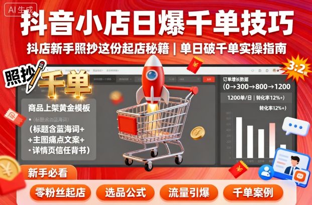 抖音小店日爆千单 新手必看起店秘籍-九零创业网