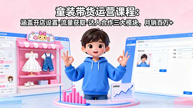 童装带货课程 开店设策 流量吸金 达人合作 月销百万-九零创业网