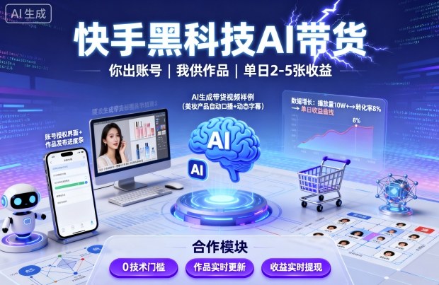 独家揭秘 快手AI带货新玩法 作品发布看黑科技-九零创业网