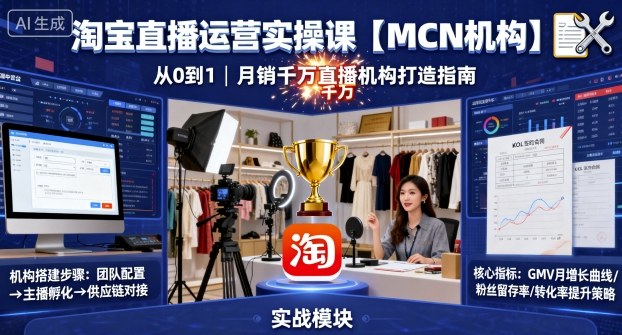 打造月销千万MCN机构 淘宝直播运营实操课全攻略-九零创业网