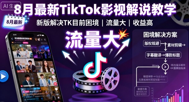 8月TikTok影视解说新攻略 破解困境 流量翻倍 收益飙升-九零创业网