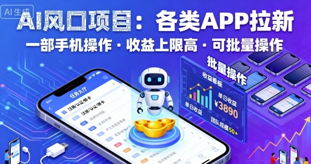 手机一触 AI风口APP批量拉新 收益无限-九零创业网