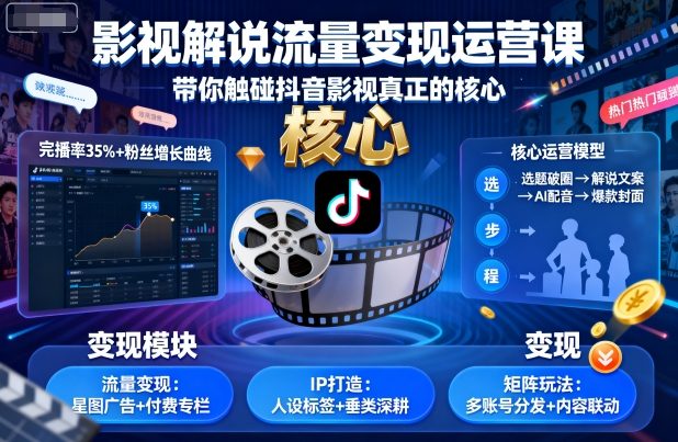揭秘抖音影视流量密码 流量变现课带你飞跃-九零创业网