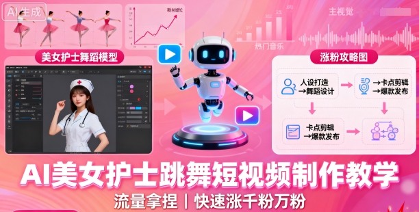 AI美女护士舞教程 短视频爆火 轻松千粉万粉攻略-九零创业网