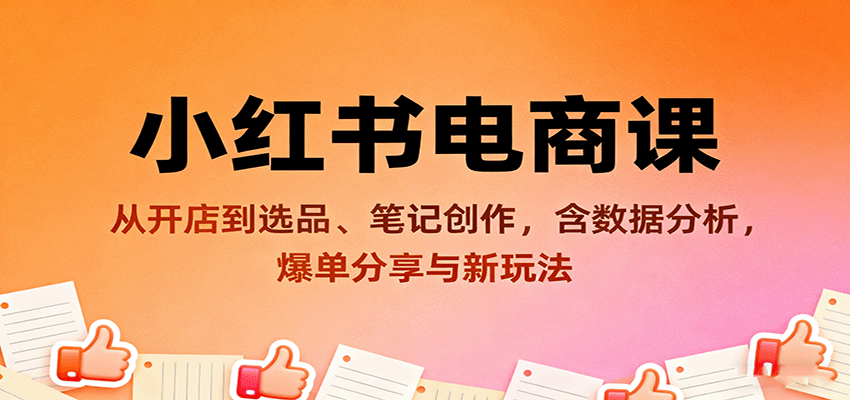 小红书电商课全攻略 开店选品 笔记创作 数据分析解锁爆单新玩法-九零创业网