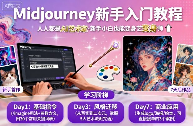 零基础变AI艺术大师 Midjourney入门速成指南-九零创业网
