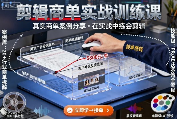 实战剪辑商单案例解析 掌握剪辑技能秘籍-九零创业网