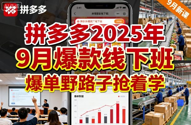 拼多大多爆款班 9月线下抢学秘籍大公开-九零创业网