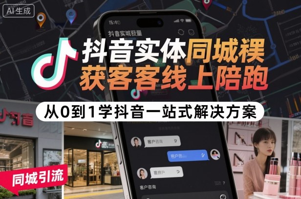 抖音同城实体获客攻略 从0到1一站式线上陪跑学习-九零创业网