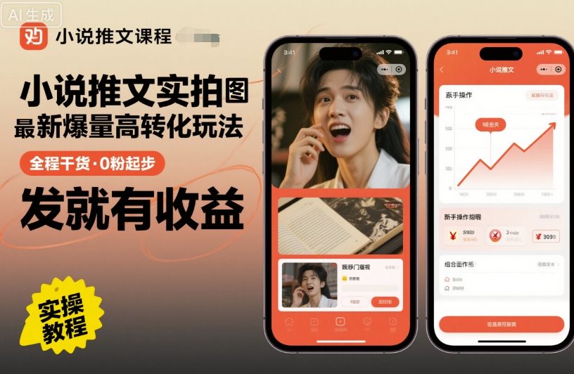 小说推文实拍双图文新玩法 零粉起跳 收益即来