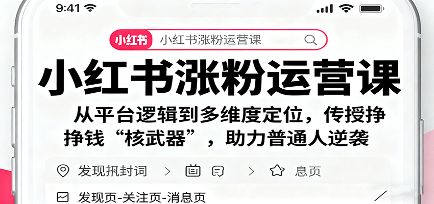 小红书涨粉秘籍 平台逻辑+多维定位 逆袭赚钱之道-九零创业网