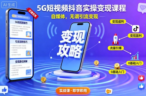 5G抖音短视频变现秘籍 自媒体引流新攻略-九零创业网