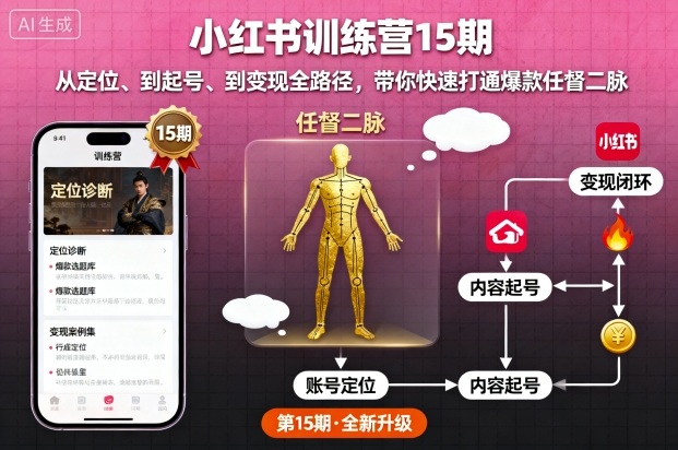 小红书训练营15期 爆款秘籍 定位起号变现一步到位-九零创业网