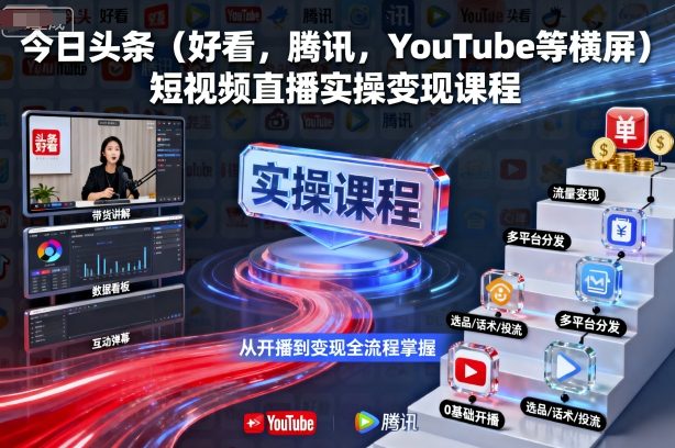短视频直播变现秘籍 今日头条 腾讯 YouTube实操攻略-九零创业网
