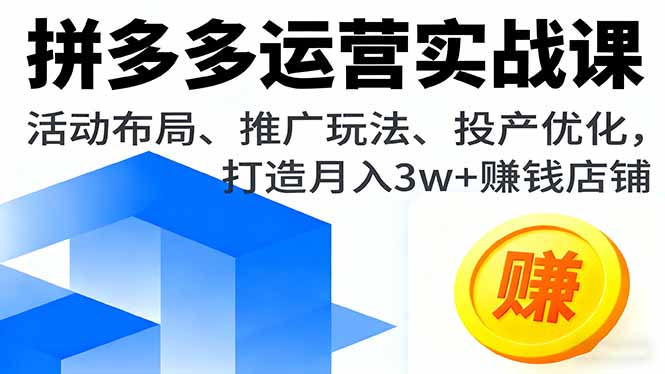 拼多多实战课 布局活动 玩转推广 月入3万+店铺秘诀-九零创业网