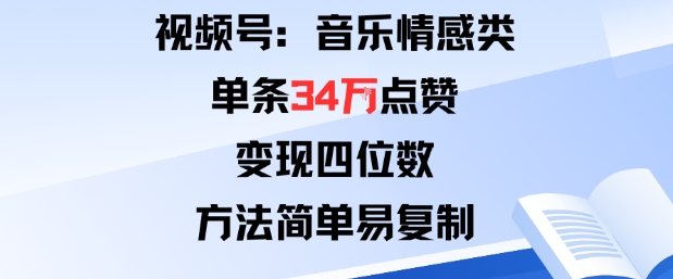 音乐情感视频号 34万赞轻松破千 变现不求人-九零创业网
