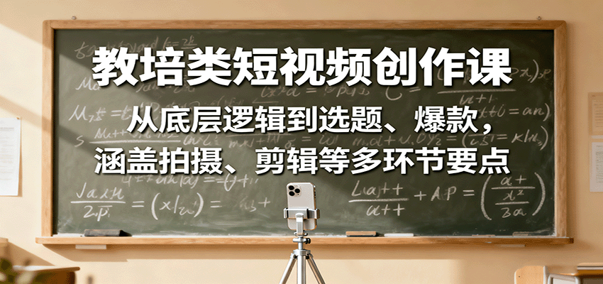 教培短视频爆款秘籍 从选题到剪辑 打造爆款课程-九零创业网
