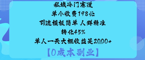 私域冷门引流模板 精准转化率高 日入千元的秘密-九零创业网