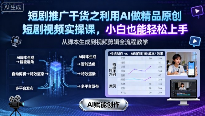 AI赋能短剧创作 小白速成原创短视频秘籍-九零创业网