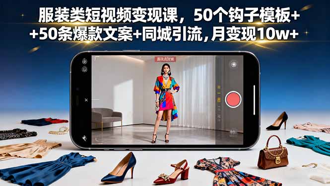 短视频服装变现秘籍 50钩子+50文案 月入10万 同城引流攻略-九零创业网