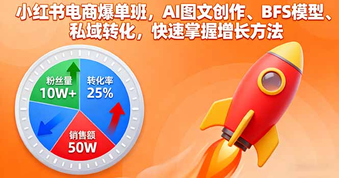 小红书电商爆单速成 AI图文+BFS私域转化 增长秘诀一网打尽