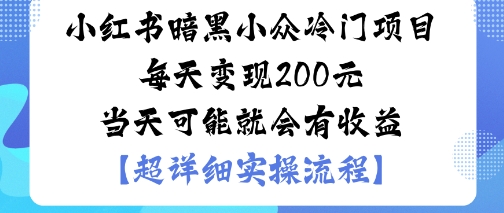 小红书冷门项目 日赚2单 暗黑领域收益翻倍