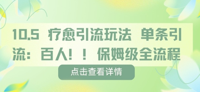 保姆级疗愈引流术 轻松单条吸粉百人-九零创业网