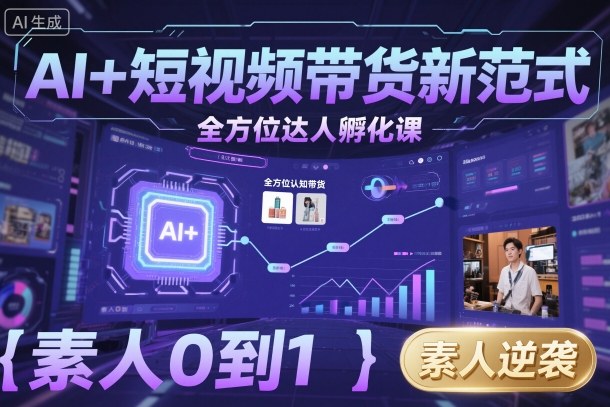 AI赋能短视频带货 素人达人孵化 从零起步 一课精通-九零创业网