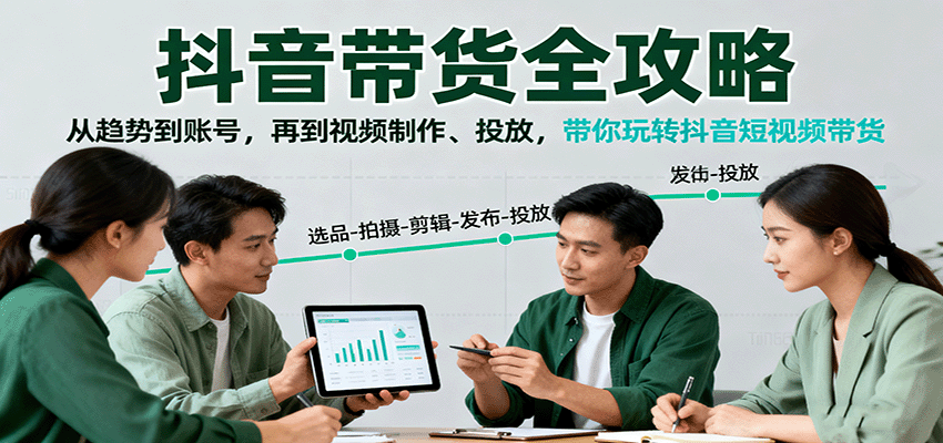 抖音带货全解析 趋势 账号 视频制作与投放攻略-九零创业网