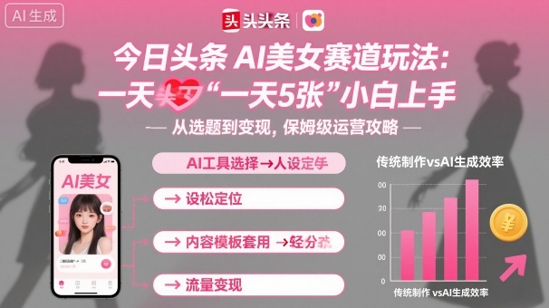 AI美女赛道新玩法 小白轻松日产5图 速成大师-九零创业网