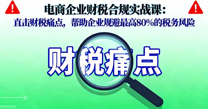 电商财税合规实战 避风险 降税负80%-九零创业网