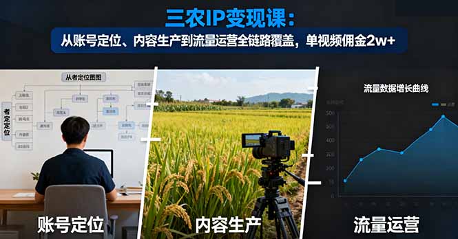 三农IP变现攻略 单视频佣金2万+ 全链路变现秘诀-九零创业网