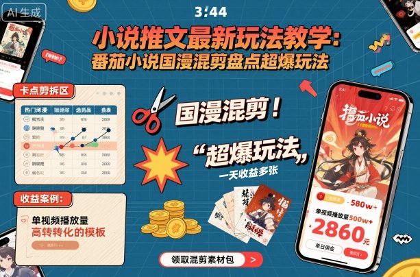 番茄小说国漫混剪新攻略 高效玩法揭秘 日赚翻倍-九零创业网
