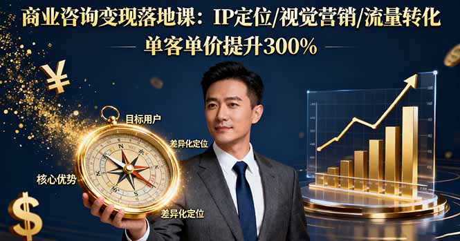 商业咨询变现课 IP精确定位 视觉引流 转化翻倍 单价翻三-九零创业网