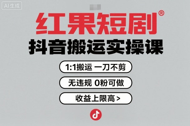 抖音红果短剧拉新课 无粉搬运 一刀不剪 收益翻倍-九零创业网