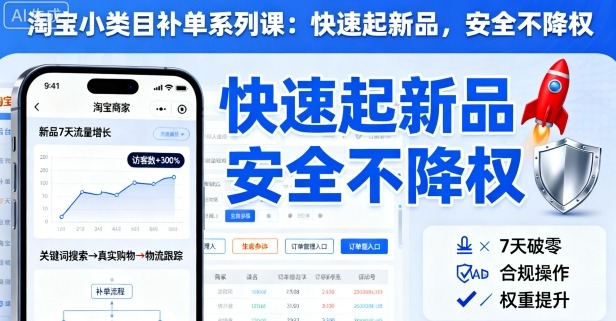 淘宝小类目快速起新品 安全补单不降权秘籍-九零创业网