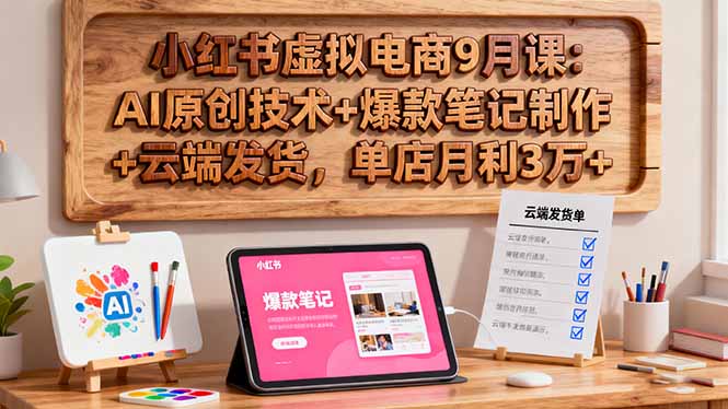 AI赋能小红书 爆款笔记+云端发货 月入3万轻松达-九零创业网