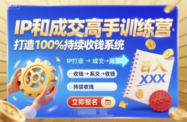 打造持续收钱IP 成交高手训练营 一课解锁高收入密码-九零创业网
