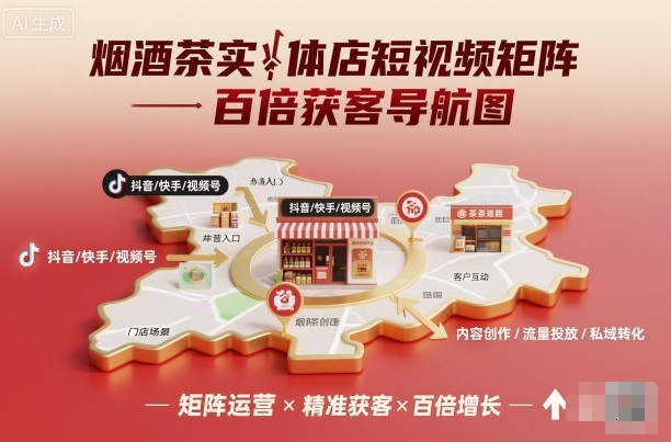 烟酒茶店短视频矩阵 百倍获客攻略图解-九零创业网