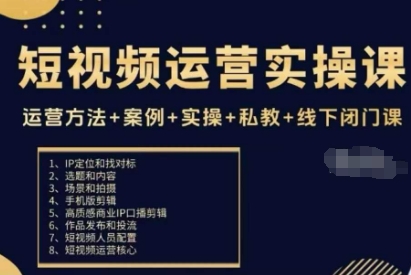 短视频运营实战宝典 方法+案例+实操+私教+闭门课一网打尽-九零创业网